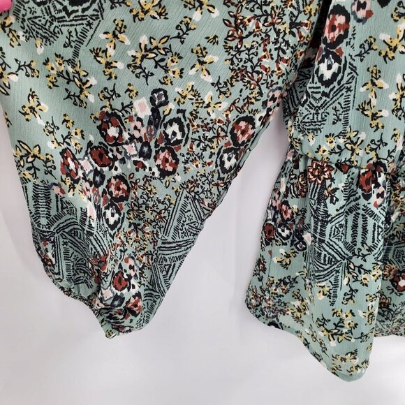 Maurices Womens Floral Multicolor Off The Shoulder Blouse Top Size M Long Sleeve - Picture 6 of 12